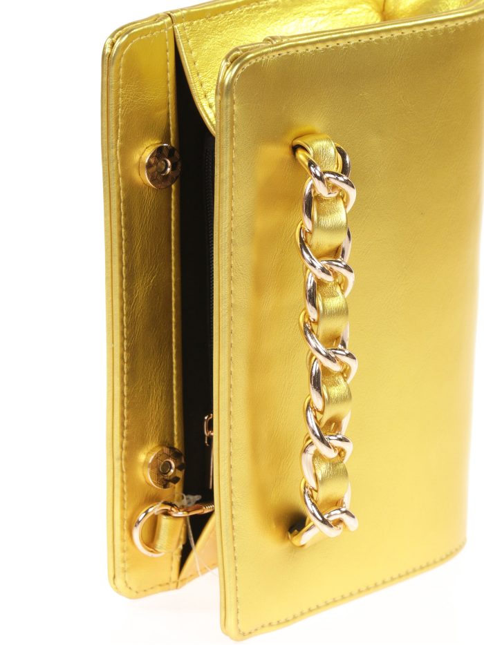 Faux leather clutch with chain lima