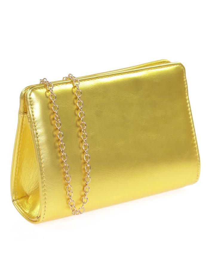 Faux leather clutch with chain lima