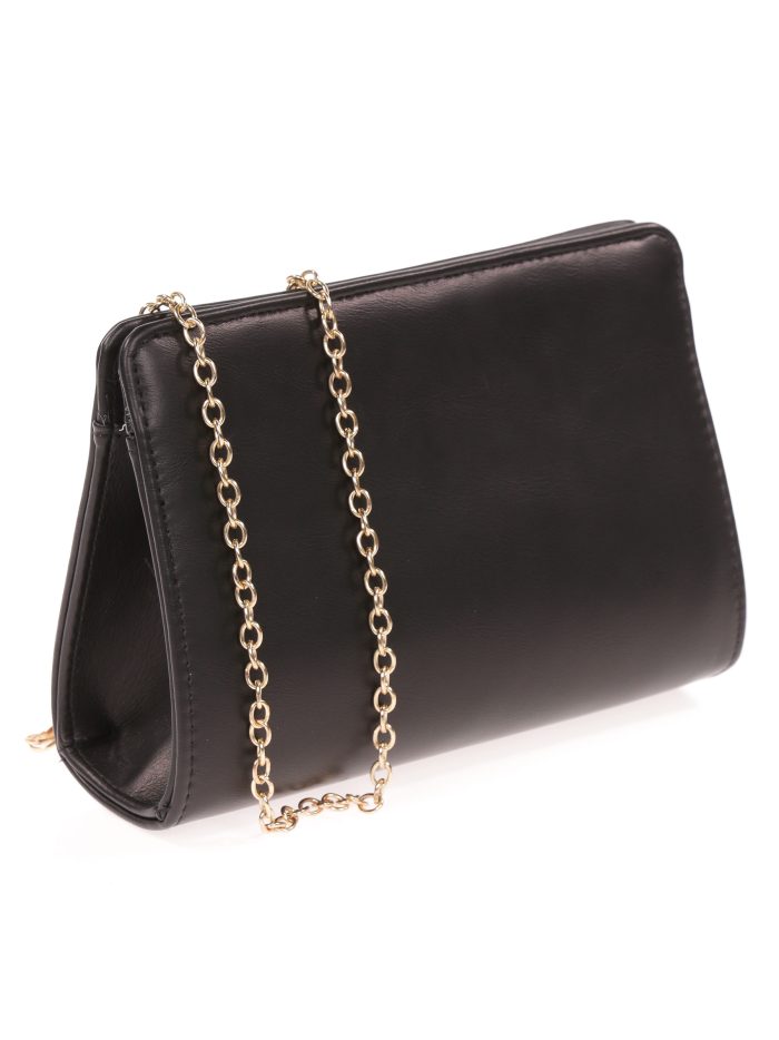 Carteira festa couro sintético corrente preta