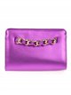 Faux leather clutch with chain morado