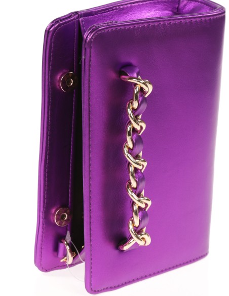 Cartera fiesta polipiel cadena morado