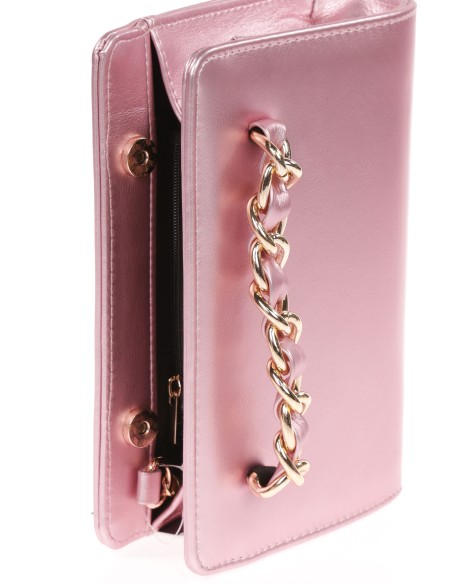 Cartera fiesta polipiel cadena rosa