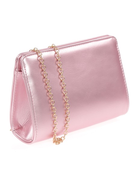 Cartera fiesta polipiel cadena rosa