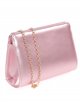 Faux leather clutch with chain rosa