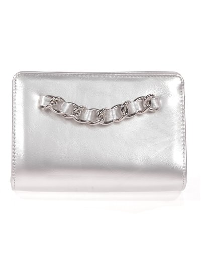 Faux leather clutch with chain plata