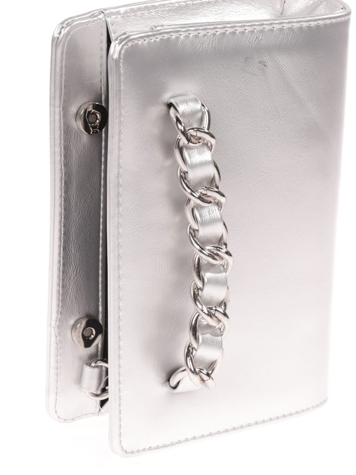 Pochette de soirée en similicuir avec chaîne argentée