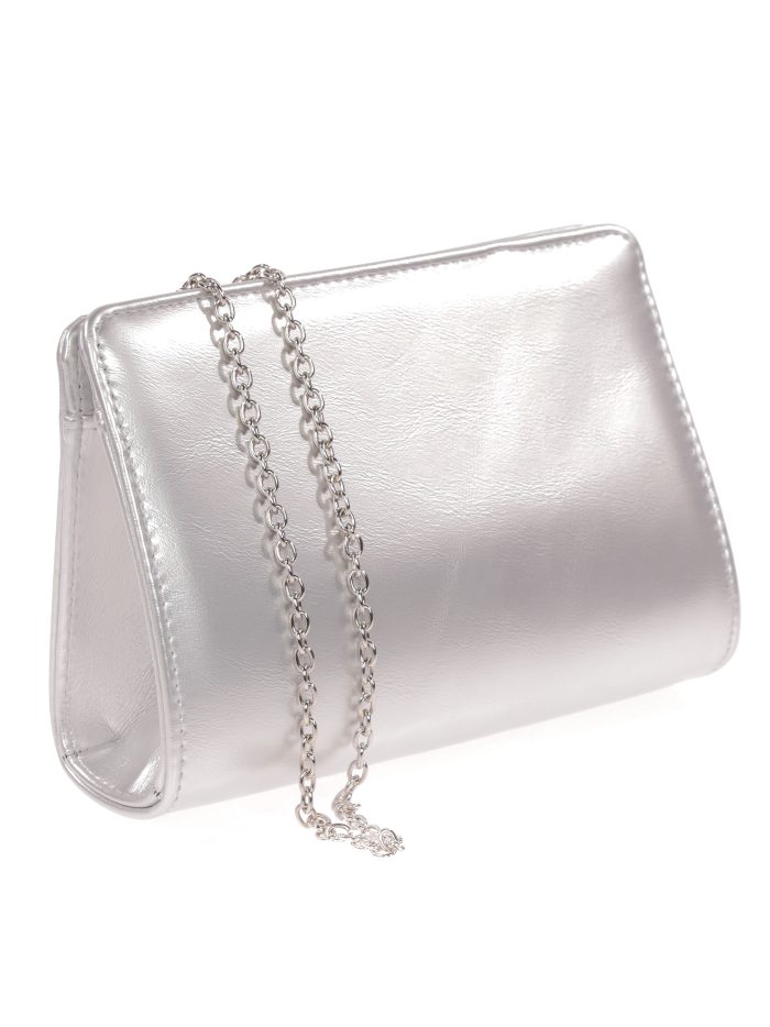 Pochette de soirée en similicuir avec chaîne argentée
