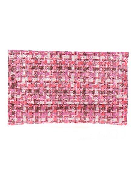 Cartera fiesta efecto rafia buganvilla