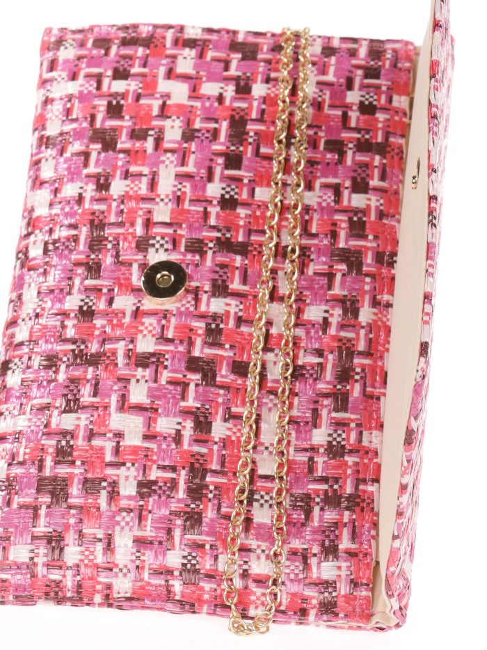 Pochette de soirée effet raphia bougainvillier