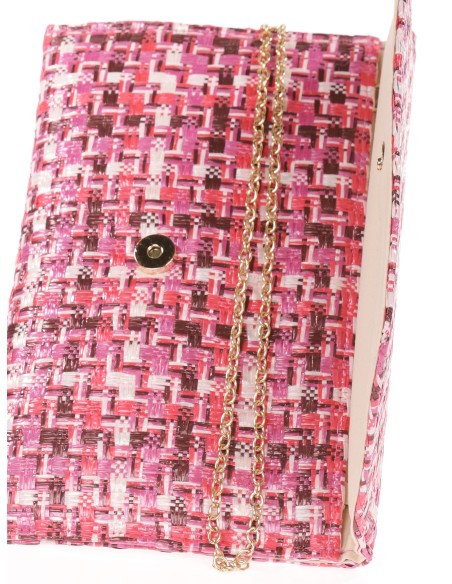 Cartera fiesta efecto rafia buganvilla