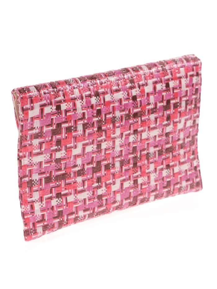 Pochette de soirée effet raphia bougainvillier