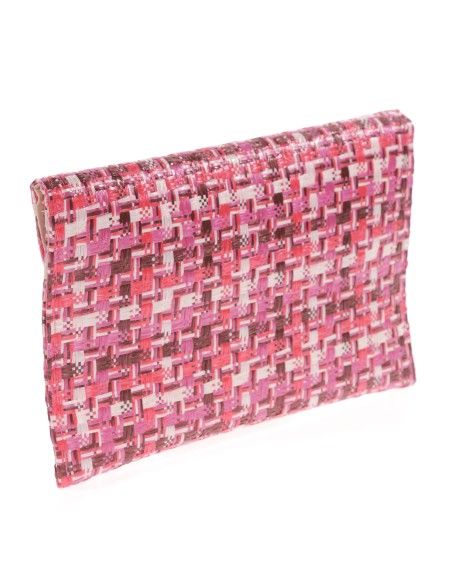 Cartera fiesta efecto rafia buganvilla