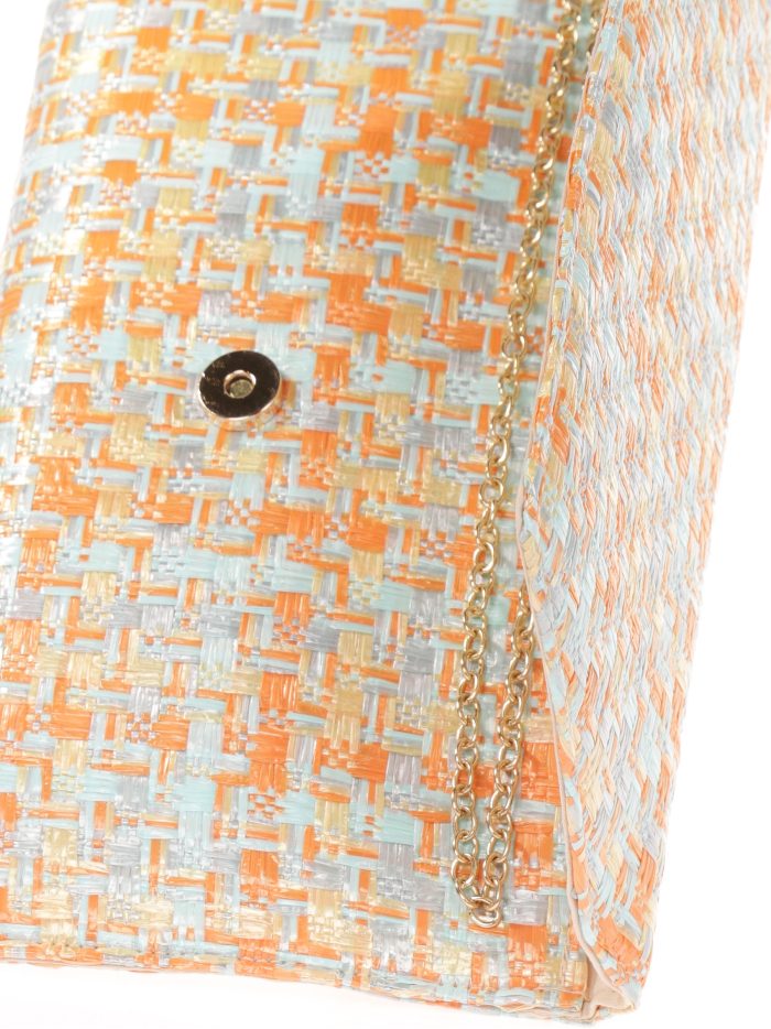 Mehrfarbige Rafia-Effekt-Partyhandtasche in Grün