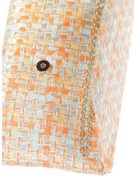 Cartera fiesta efecto rafia multi-verde