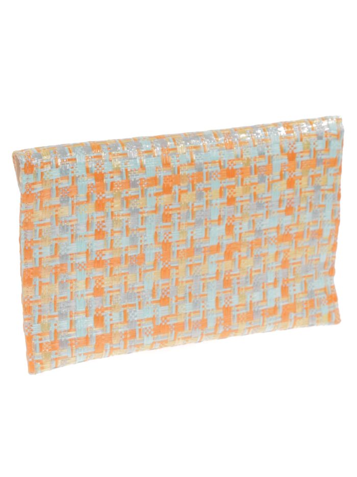 Mehrfarbige Rafia-Effekt-Partyhandtasche in Grün