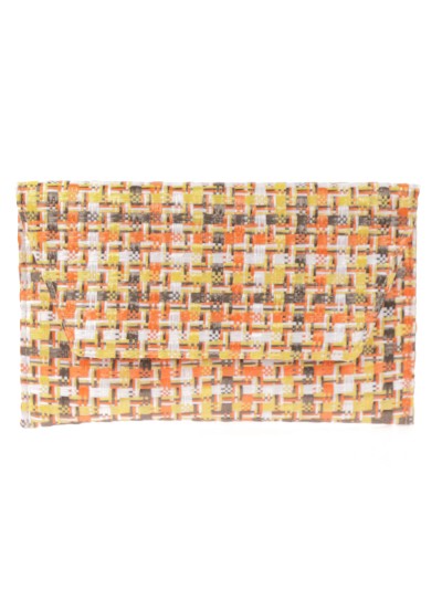 Cartera fiesta efecto rafia multi-naranja
