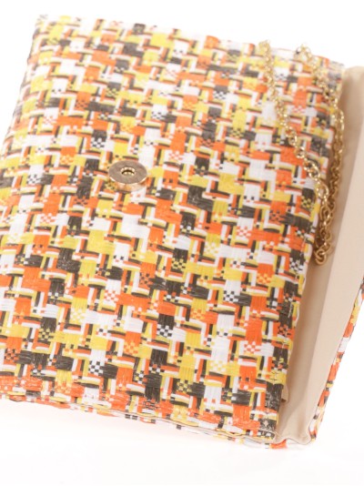 Cartera fiesta efecto rafia multi-naranja 2