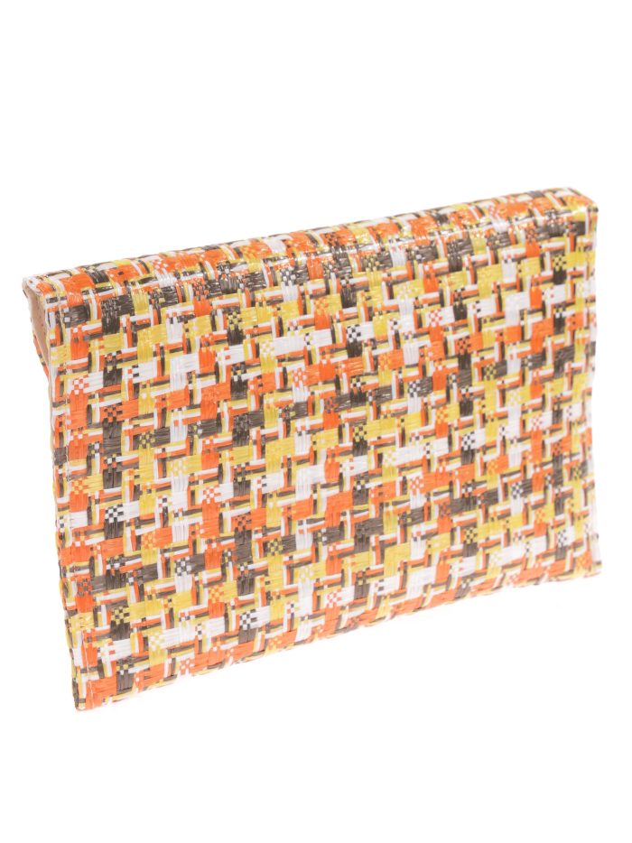 Pochette de soirée effet raphia multicolore orange