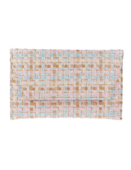 Cartera fiesta efecto rafia multi-rosa