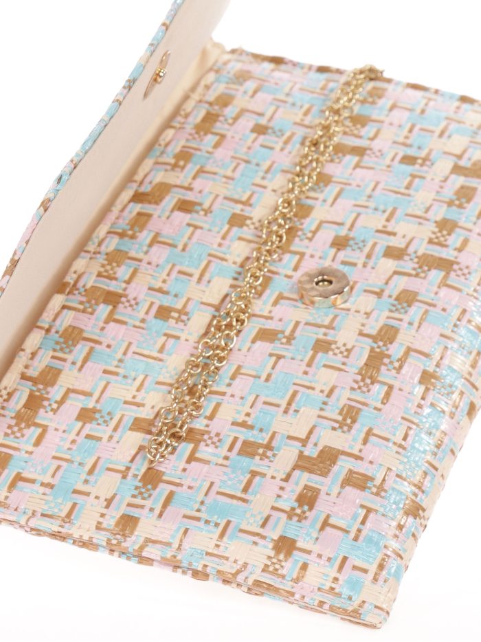 Cartera fiesta efecto rafia multi-rosa