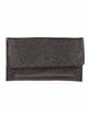 Faux leather shiny fabric clutch negro