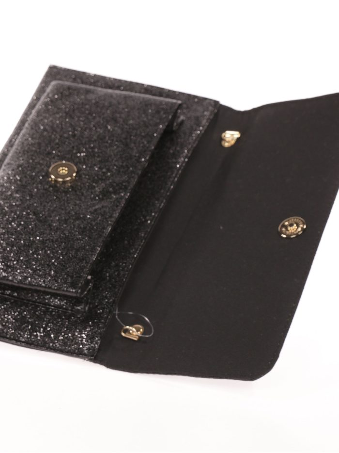 Cartera fiesta polipiel metalizada negro