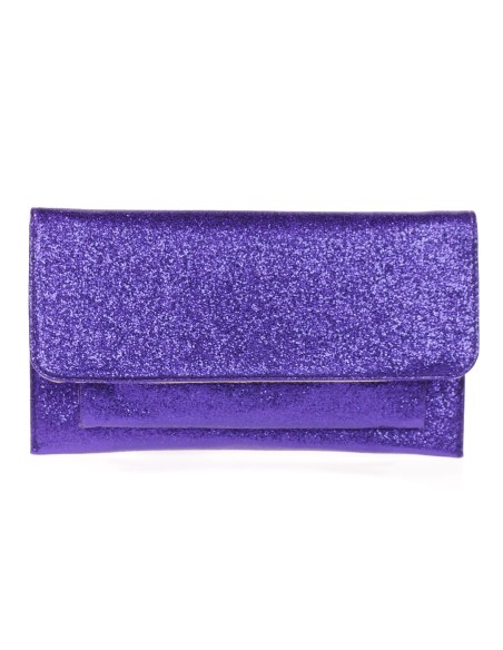 Cartera fiesta polipiel metalizada azulon