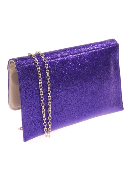 Cartera fiesta polipiel metalizada azulon