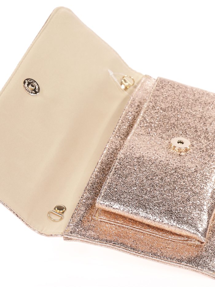 Champagnerfarbene metallisierte Kunstleder-Partytasche