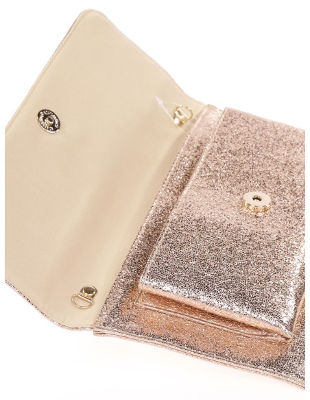 Cartera fiesta polipiel metalizada champan