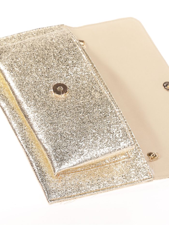 Cartera fiesta polipiel metalizada oro