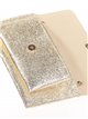 Faux leather shiny fabric clutch oro