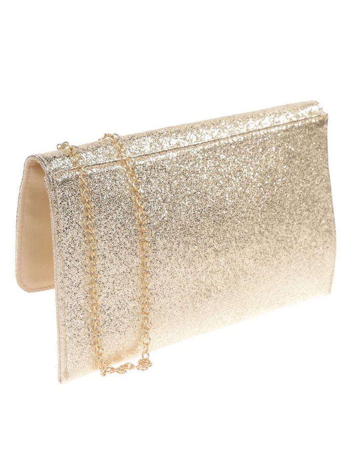Cartera fiesta polipiel metalizada oro