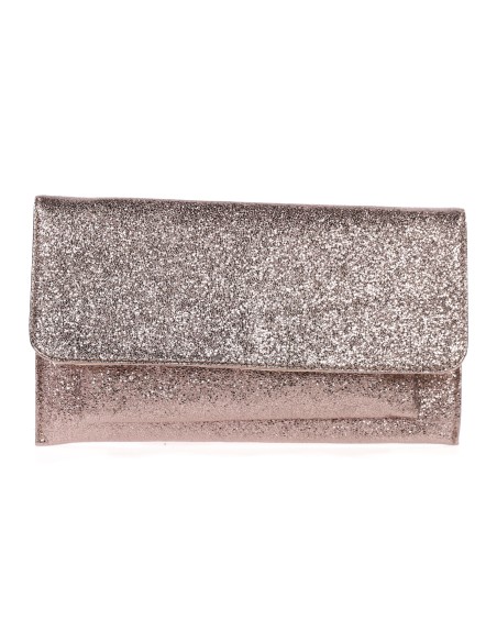 Cartera fiesta polipiel metalizada taupe