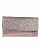 Faux leather shiny fabric clutch taupe