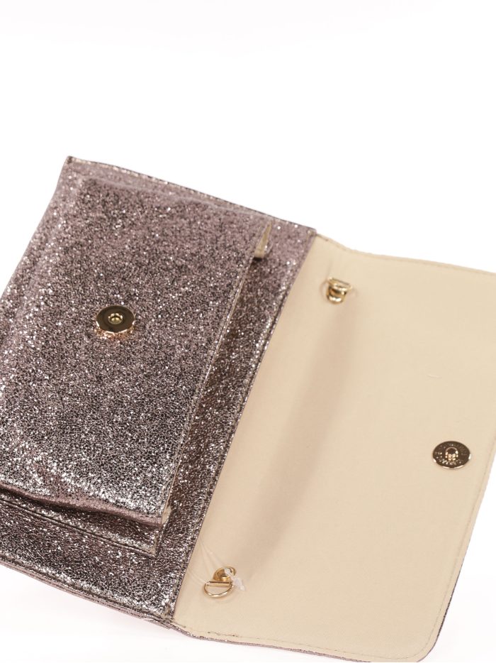 Cartera fiesta polipiel metalizada taupe