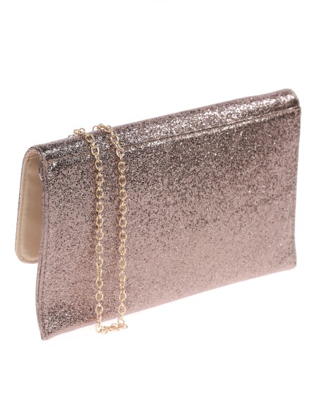 Cartera fiesta polipiel metalizada taupe