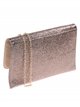 Faux leather shiny fabric clutch taupe