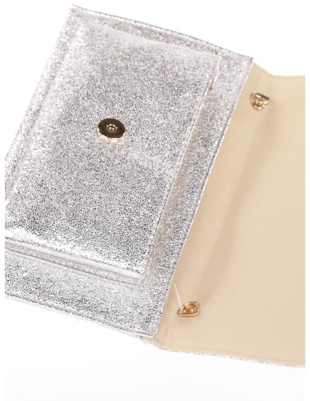 Cartera fiesta polipiel metalizada plata