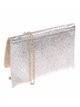 Faux leather shiny fabric clutch plata