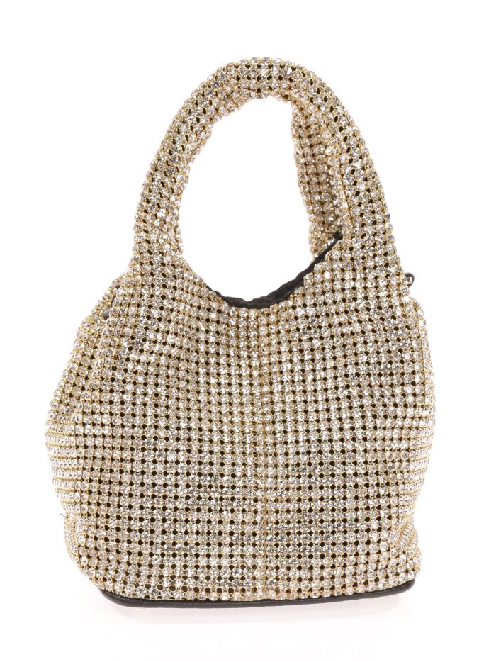 Mini saca fiesta pedrería oro-claro