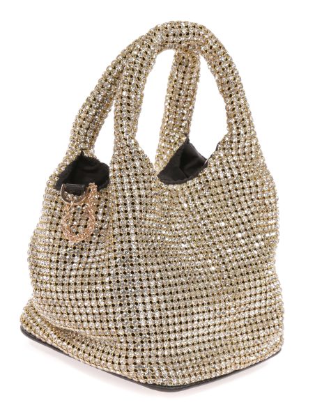 Mini saca fiesta pedrería oro-claro