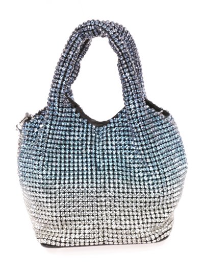 Mini bucket bag with rhinestone azul