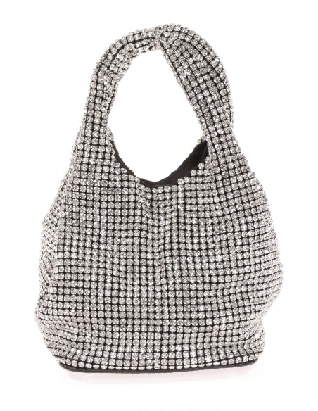 Mini saca fiesta pedrería negro-plata