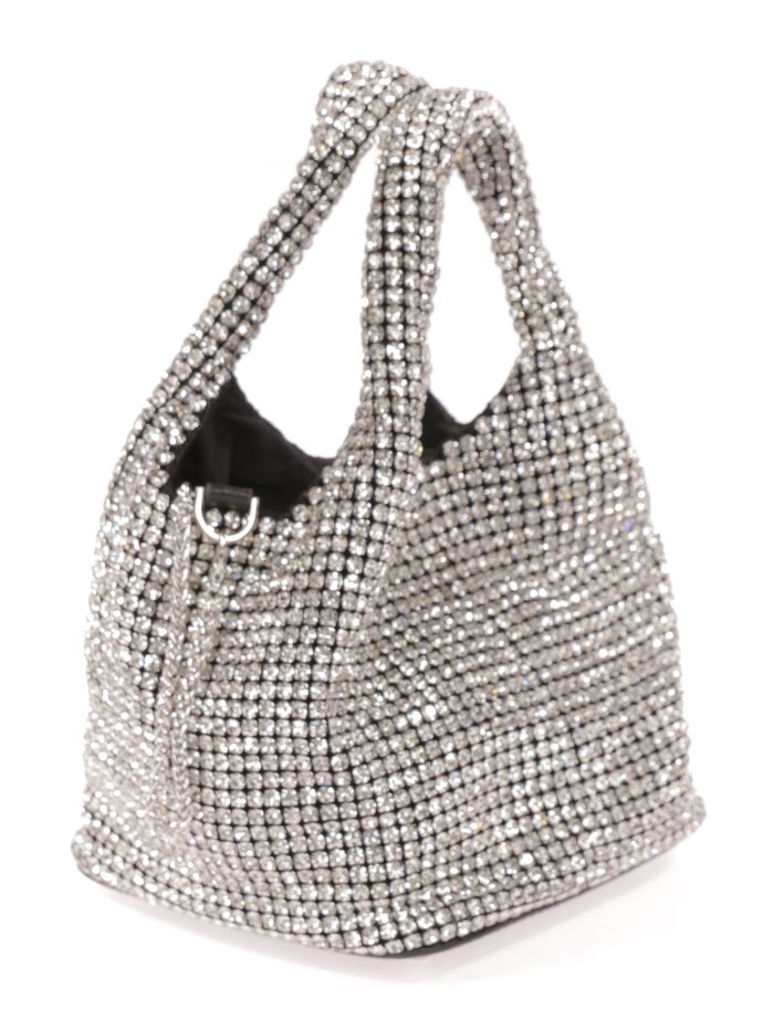 Mini saca fiesta pedrería negro-plata