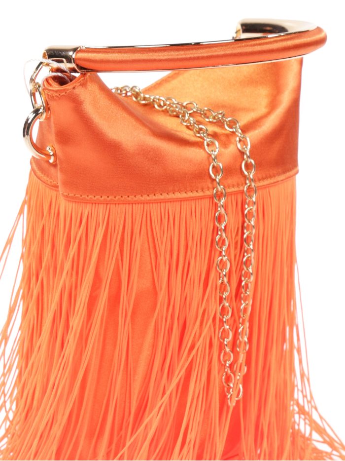 Saca fiesta satinado flecos naranja