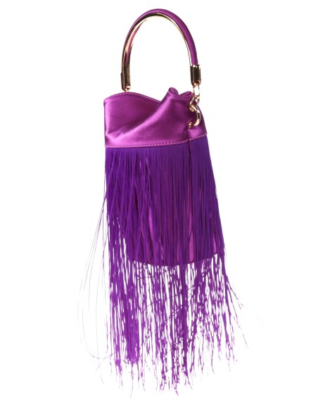 Saca fiesta satinado flecos morado