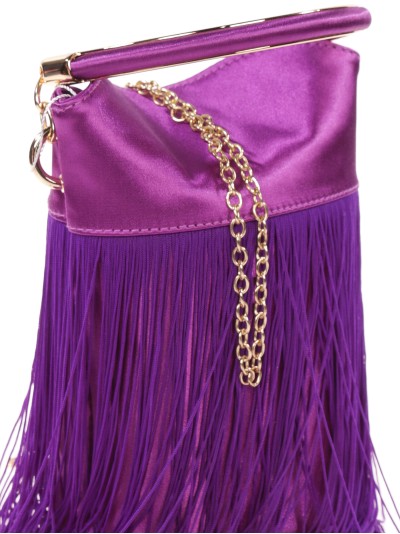 Saca fiesta satinado flecos morado 2