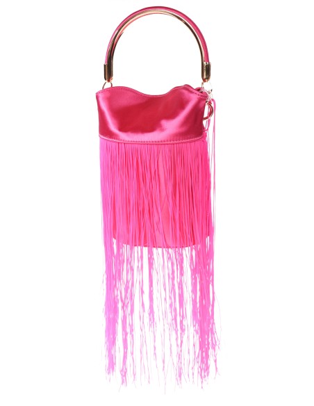 Saca fiesta satinado flecos fucsia