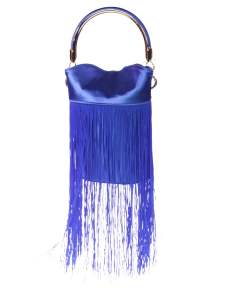 Saca fiesta satinado flecos azulon